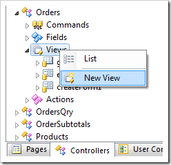 Adding a new view to 'Orders' data controller