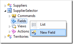 Adding a new field to a data controller using Project Explorer