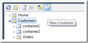 New Container icon on the Project Explorer toolbar.