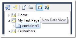 New Data View toolbar option for container.
