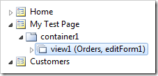 New view created in container1 of My Test Page.
