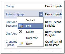 Context menu in a grid view