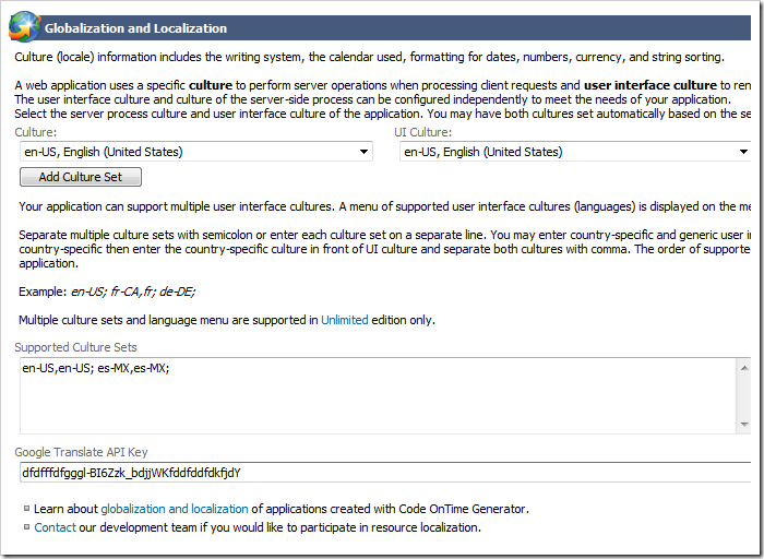 Globalization and Localization Project Settings