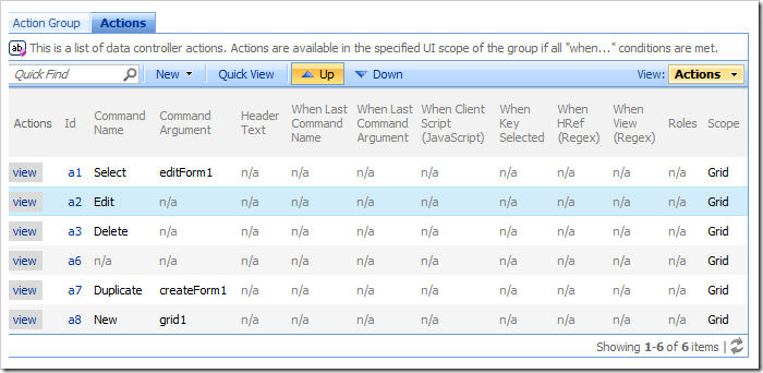 Changing the order of actions in the action group