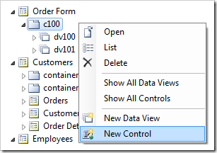 'New Control' option in Code On Time Project Explorer 'New Control' option in Code On Time Project Explorer