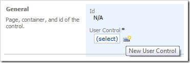'New User Control' button on the 'New Control' page 'New User Control' button on the 'New Control' page