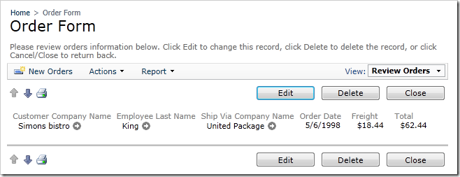 Order Form with hidden custom template Order Form with hidden custom template