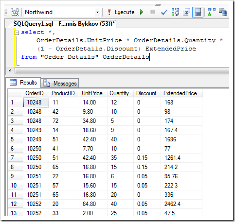 Result of 'SQL Formula' incorporated in SELECT statement 