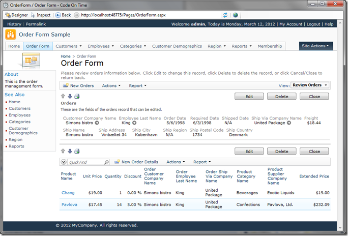 Extended Price calculated field added to Order Details controller