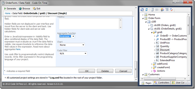 'Discount' aggregate function of 'Average'