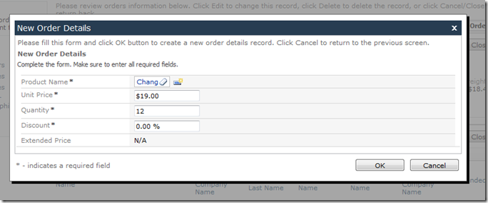 'Extended Price' Field not updating in web application