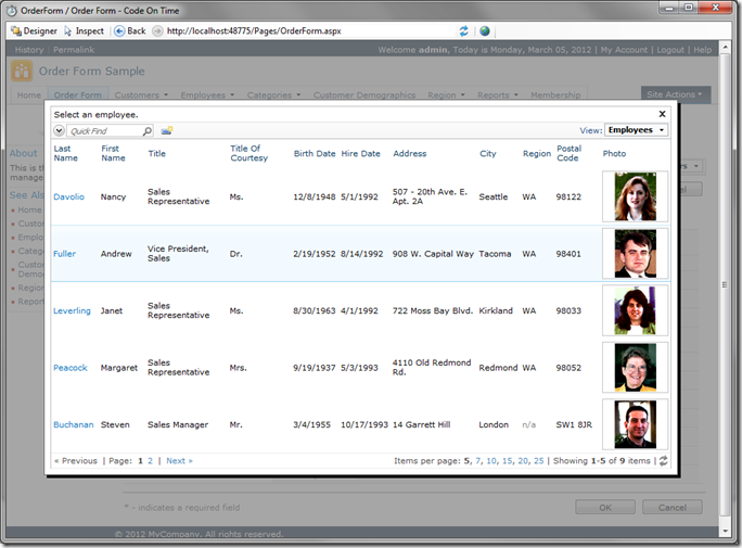 Employee ID Lookup for Order Form Employee ID Lookup for Order Form