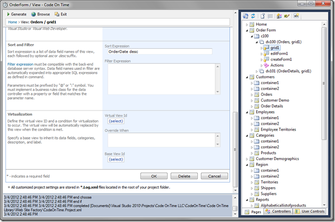 Sort Expression for a View in Code On Time Designer