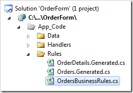 OrdersBusinessRules.cs Rule file in OrderForm project OrdersBusinessRules.cs Rule file in OrderForm project