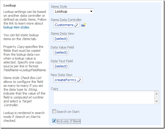 'Activate If Blank' property enabled in Code On Time Designer