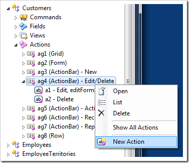 Adding a new action in a Code On Time web application Adding a new action in a Code On Time web application