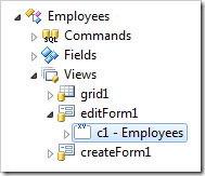 Path to Employees category in Code On Time Designer