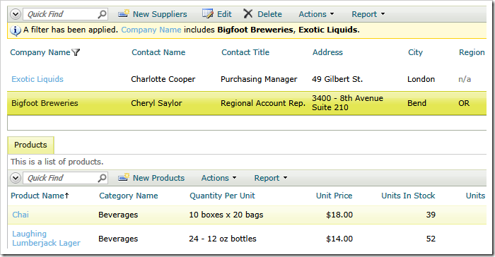 The product data row is now linked to another supplier selected in the modal action confirmation form