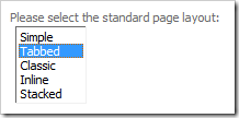 Tabbed standard page layout enabled