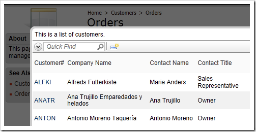 Customer ID lookup window with default description text