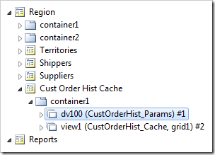 The sequenced data views in a page container of a Code On Time web application