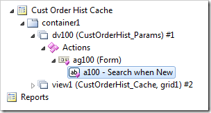 A standalone 'Search' action configured in a confirmation data controller