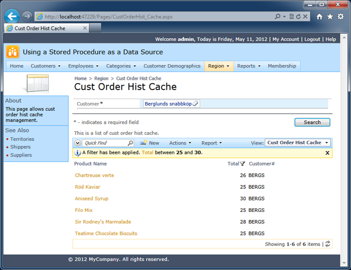 The 'Search' action is rendered in a form view of an 'inline' confirmation data controller