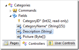 Description field of Categories controller in the Project Explorer.