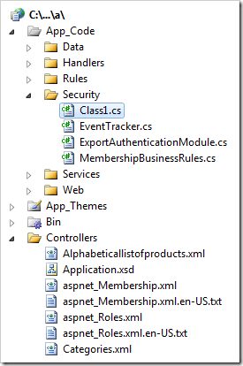 The extension class file for MembershipBusinessRules class displayed in Solution Explorer of Visual Studio