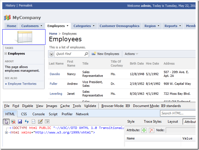 Developer Tools Inspection mode will overlay a blue background on moused over page elements. Developer Tools Inspection mode will overlay a blue background on moused over page elements.