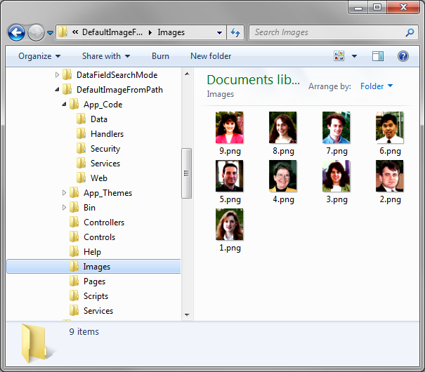 Images folder containing images of all employees with file name matching the EmployeeID.