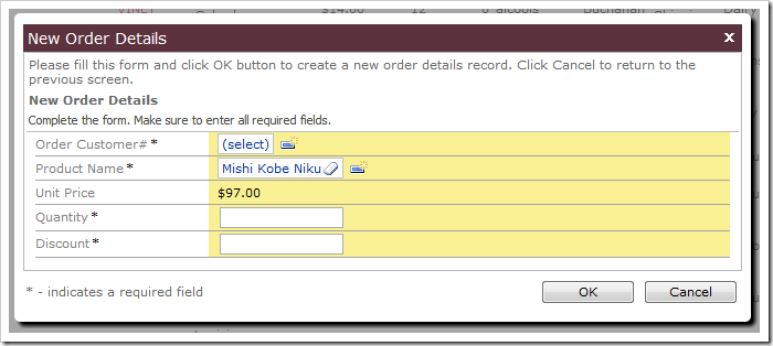 When Product is selected on New Order Details form, the Unit Price is copied over.