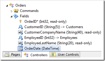 OrderDate field of Orders controller.