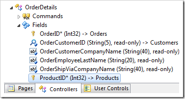 ProductID field of OrderDetails controller.