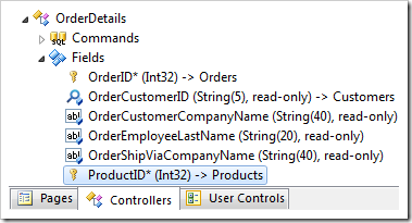 ProductID field of Order Details controller.