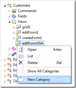 Create New Category for editFormUSA view.