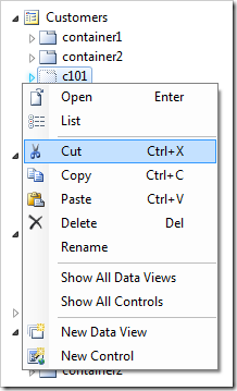 Cut command for container 'c101'.