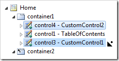 Dropping control4 on the right side of control3.
