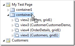 View1 ctrl dropped onto container2.