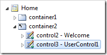 UserControl1 control added to the bottom of container1.