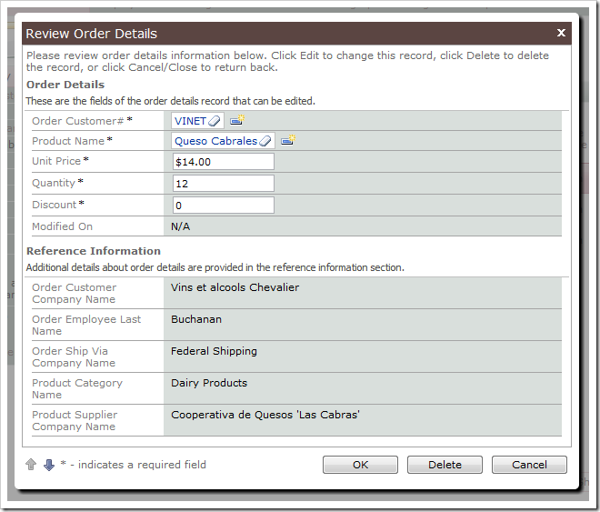 First editing an order detail will reveal that Modified On field has no value.