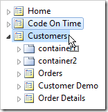 Drag Code On Time page node onto Customers page node.