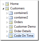 Code On Time page node placed at the end of Customers.