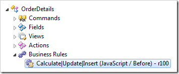 JavaScript business rule in OrderDetails data controller of the Northwind sample created with Code On Time web application generator