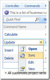 Sync context menu option the Project Browser.