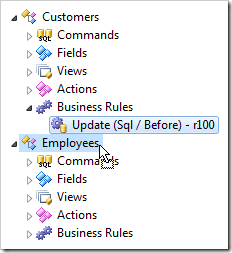 Dragging a business rule onto a controller node.