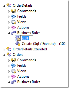Business rule r101 in Rename mode.