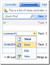 Sync context menu option in the Project Browser.