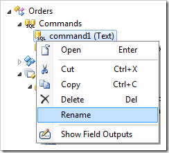 Rename context menu option in the Project Explorer.