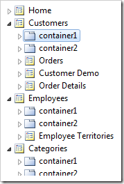 Container1 synched in Project Explorer.